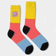 Söt retro färg block Blue Rosa Gult OMG