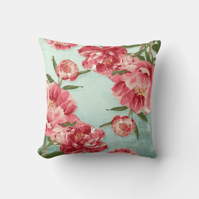 Söt Retro Flower Chintz Peonies Personlig Kudde (Framsida)