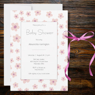 Söt Retro Flowers Baby Shower Inbjudningar