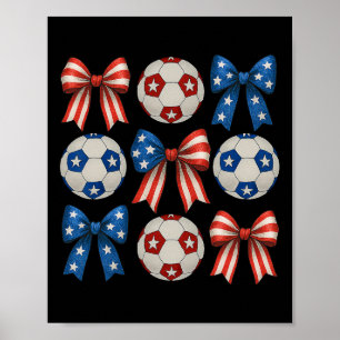 Söt Retro Fotbollsflicka Coquette Båge För Kvinnor Poster