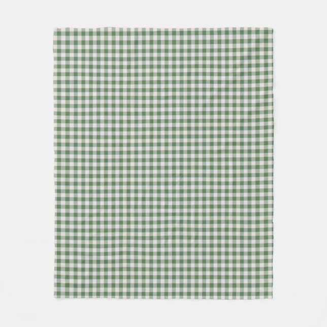Söt Retro Gingham Karomottor Mönster | Vintergrön  Fleecefilt (Framsidan)