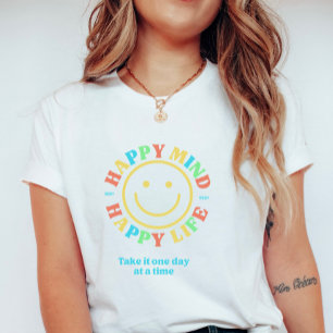 Söt Retro Glad Sinnesstämning Lyckligt Liv T Shirt