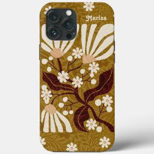 Söt Retro Golden Blommigt Funky