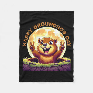 Söt Retro Groundhog Day 2025 Rolig Djurhelgdag Fleecefilt