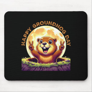 Söt Retro Groundhog Day 2025 Rollig Djurhelgdag Musmatta