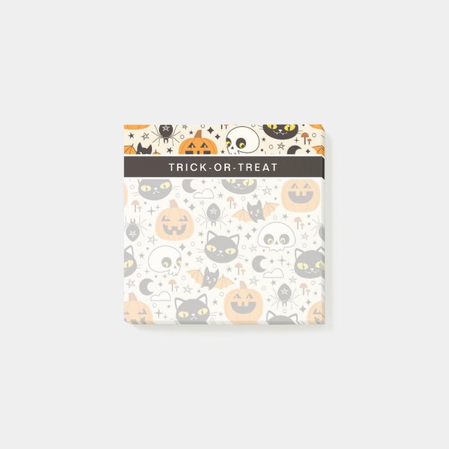 Söt Retro Halloween-mönster Post-it Block (Framsida)