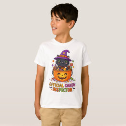 Söt Retro Halloween T-Shirt för Barn ,Godisinspekt