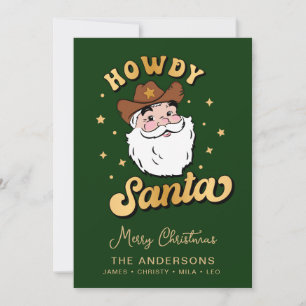 Söt Retro Howdy Tomte Cowboy Texas Jul Invi Inbjudningar