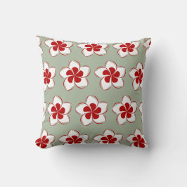 Söt Retro Jul Red White och Grönt Flower Kudde