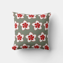 Söt Retro Jul Red White och Grönt Flower Kudde