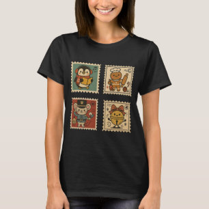 Söt Retro Julfrimärkscollage Dam T-Shirt