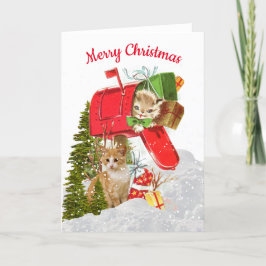 Söt retro julkatt / brevlåda högtidskort tack kort