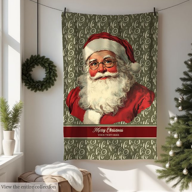 Söt Retro Jultomten-knapp för Helgdag Decor Fleecefilt (Sweet Retro Santa Claus Throw for Holiday Decor)