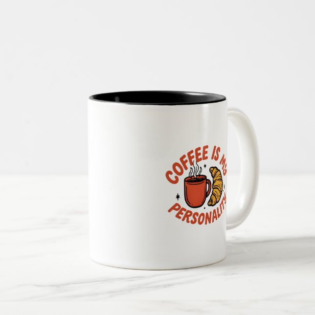 Söt Retro Kaffe och Croissant Mugg (Framsida höger)