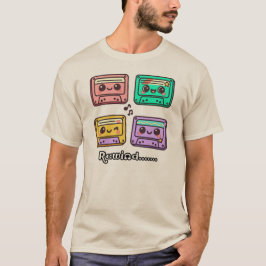 Söt Retro Kassettrulle "Spola Tillbaka" Kawaii Des T Shirt