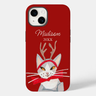 Söt retro katt röd jul