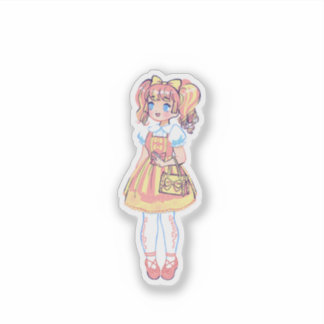 Söt Retro Kawaii Anime Flicka Pastell Mode Vinyl Klistermärken