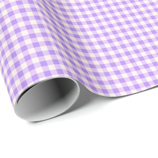 Söt Retro Lavendel Lila Rutig Randigt Mönster Presentpapper (Rullad Hörn)