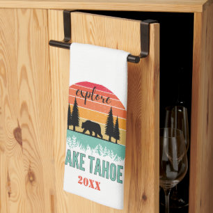 Söt retro Mountain Lake Tahoe souvenir Kökshandduk
