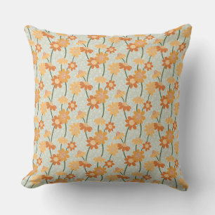 Söt retro muted 1970's Flowers Kudde