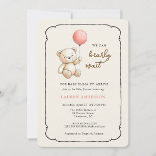 Söt Retro Nallebjörn, Flick Baby Baby Shower Inbjudningar