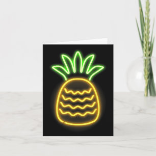 Söt Retro Neon Pineapple För Hawaiianska Stränder Kort