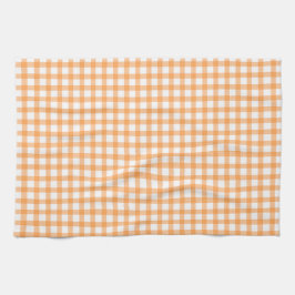 Söt retro orange gingham-rutig mönster kökshandduk