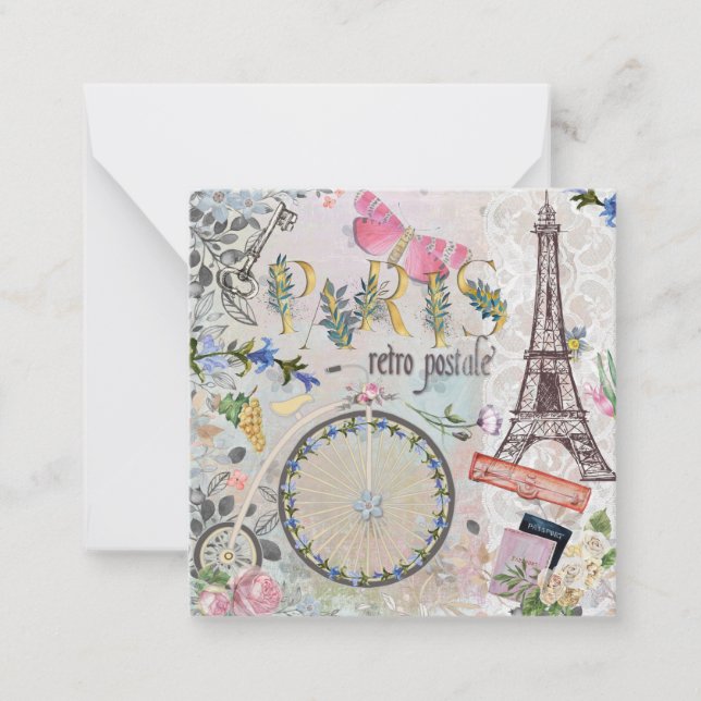 Söt Retro Paris Anteckningskort (Framsida)