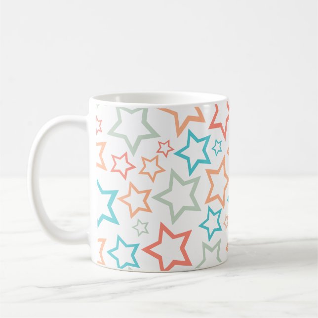 Söt Retro Pastell Stjärnor Sömlös Mönster  Kaffemugg (Vänster)