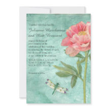 Söt Retro Peony Flowers n Dragonfly