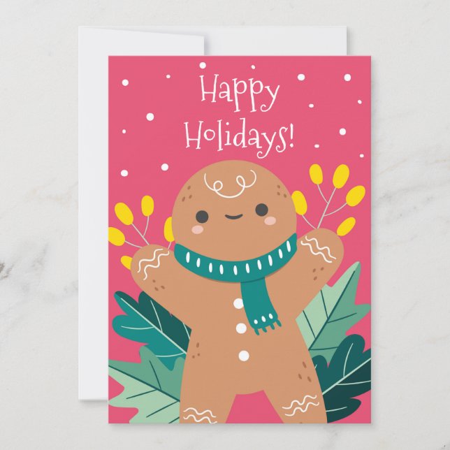 Söt Retro Pepparkakscookie God Jul-kort Julkort (Framsida)