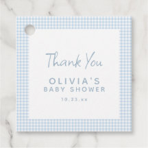 Söt Retro Priddy Ljusblå Gingham Bebis Shower