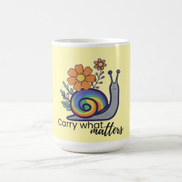Söt Retro Regnbåge Blommig Snigel Kaffemugg