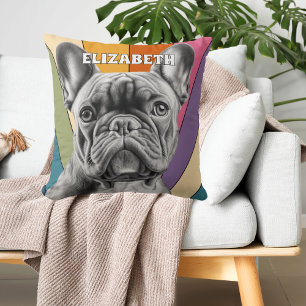 Söt Retro Regnbåge Fransk Bulldog Personlig Kudde