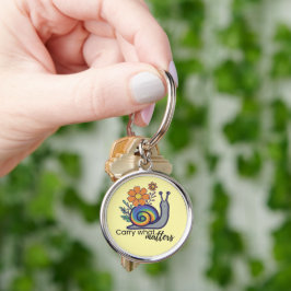 Söt Retro Regnbågs Snigel Blommig Nyckelring, Nyck Rund Silverfärgad Nyckelring