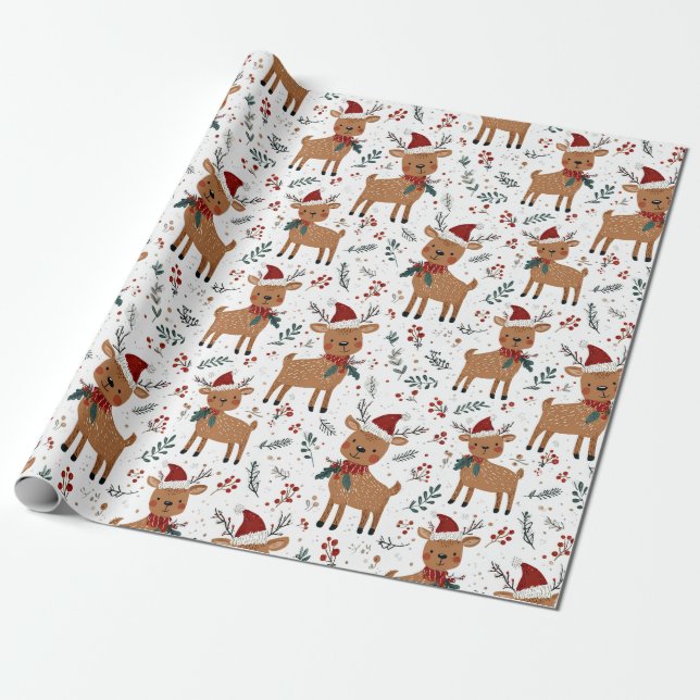 Söt Retro Ren Jul Presentpapper (Utrullad)