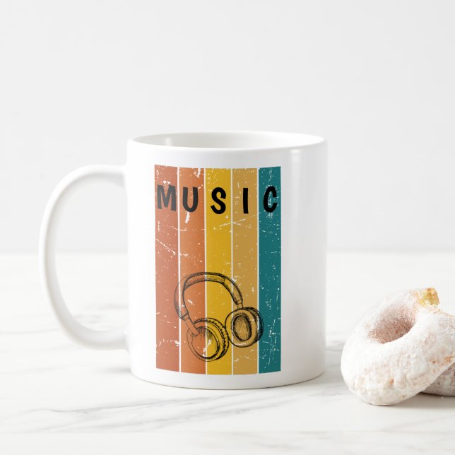 Söt Retro Ren Musik Kaffe Mugg  (Med munk)
