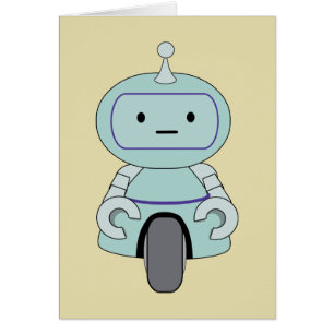 Söt Retro Robotillustration Hälsningskort