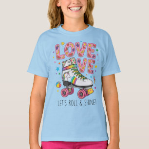 Söt Retro Rullskridsko LOVE Tjej T-Shirt