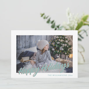 Söt Retro Script Pastell Glad Jul Fotografi Julkort