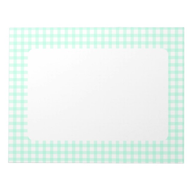 Söt retro sjögrön gingham-rutig mönster anteckningsblock (Framsida)