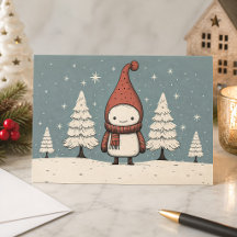 Söt Retro Snömannen Vinter Jul