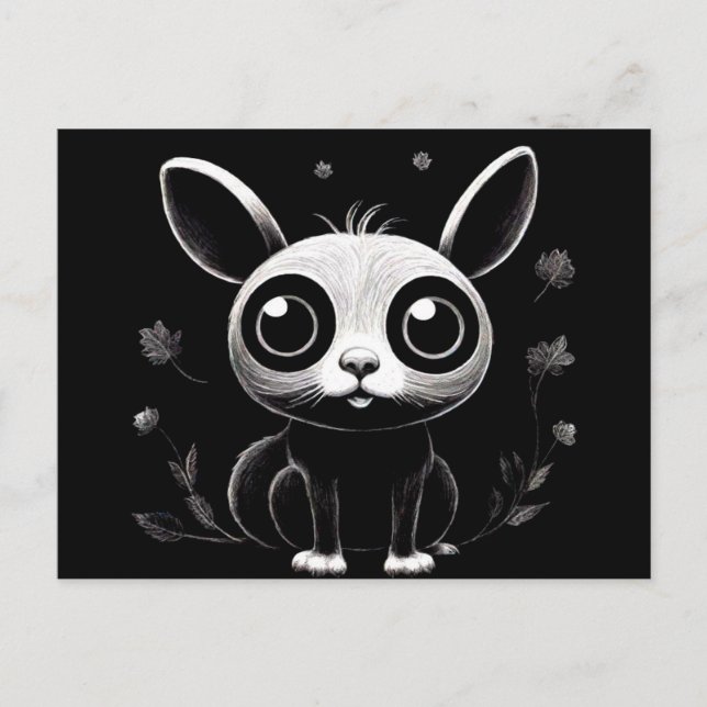 Söt retro stil serie djur postkort vykort (Framsida)