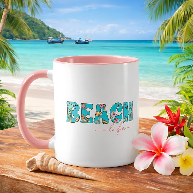 Söt Retro Strandlivs Kaffe Mugg (Skapare uppladdad)