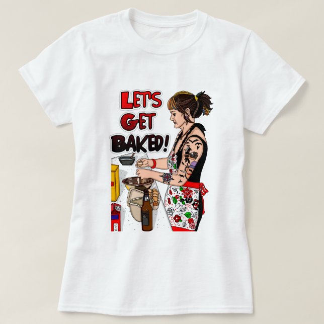 Söt retro Tattoed Dam Baking T Shirt (Design framsida)