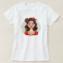 Söt Retro Tjej Cocktail T-Shirt