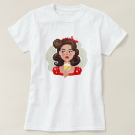 Söt Retro Tjej Cocktail T-Shirt