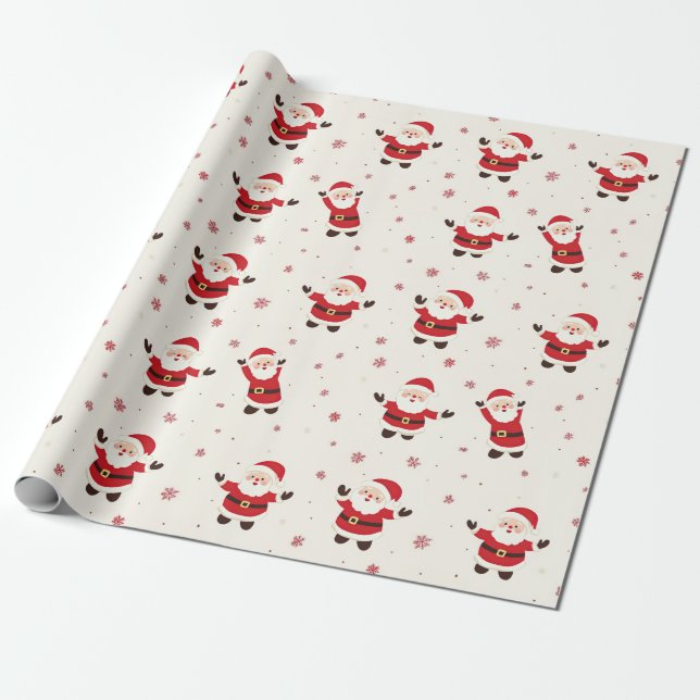 Söt Retro Tomte Julpresentpapper Presentpapper (Utrullad)