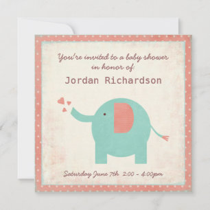 Söt Retro Unisex Elephant Baby Shower Inbjudningar