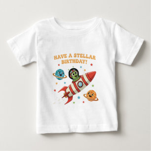 Söt Retro Utomjording i Rymdskepp Stellar Space T Shirt